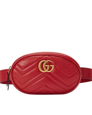 Gucci GG Marmont Matelasse Leather Belt Bag 476434 Red