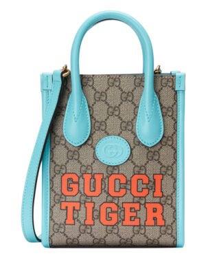 Gucci Tiger GG Mini Tote Bag 671623 Light Blue