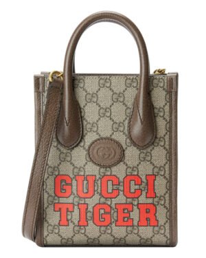 Gucci Tiger GG Mini Tote Bag 671623 Dark Coffee