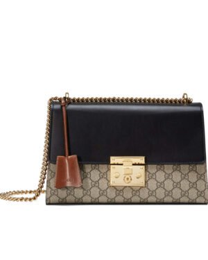 Gucci Padlock GG Advanced Leather Shoulder Bag 409486 Black