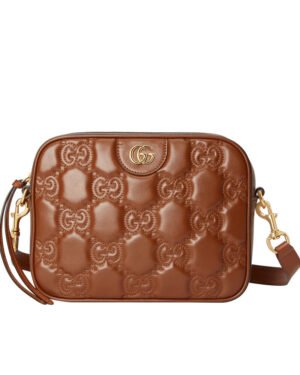 Gucci GG Matelasse Leather Shoulder Bag 702234 Coffee
