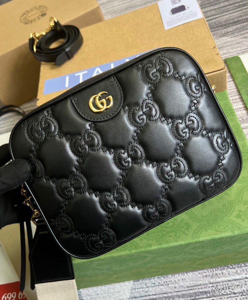 Gucci GG Matelasse Leather Shoulder Bag 702234 Black - Image 3