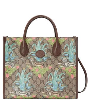 Gucci Tiger GG Small Tote Bag 659983 Green
