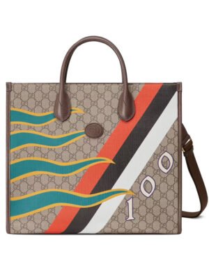 Gucci Medium Tote With Geometric Print 674148 Dark Coffee