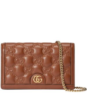 Gucci GG Matelasse Chain Wallet 723787 Coffee