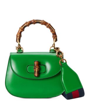 Gucci Mini Top Handle Bag With Bamboo 686864 Green