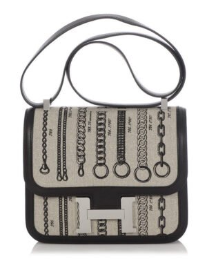 Hermes Constance 24 Limited Edition De Camp Dechainee Toile Bag Black