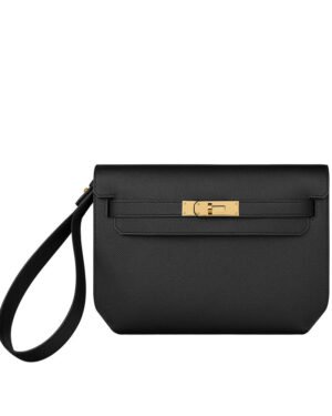 Hermes Kelly Depeches 25 Pouch Black