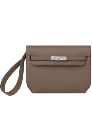 Hermes Kelly Depeches 25 Pouch Gray