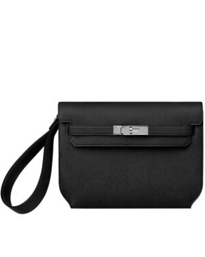 Hermes Kelly Depeches 25 Pouch Black