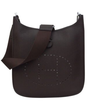 Hermes Tan Evelyne Shoulder Togo III PM Bag Dark Coffee