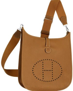 Hermes Tan Evelyne Shoulder Togo III PM Bag Light Coffee