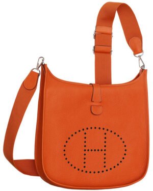 Hermes Tan Evelyne Shoulder Togo III PM Bag Orange