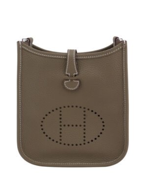 Hermes Tan Evelyne Shoulder Togo II TPM Bag Gray