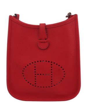 Hermes Tan Evelyne Shoulder Togo II TPM Bag Red