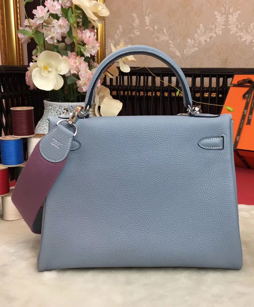 Hermes Kelly Bag 28 Togo Leather Light Blue - Image 3