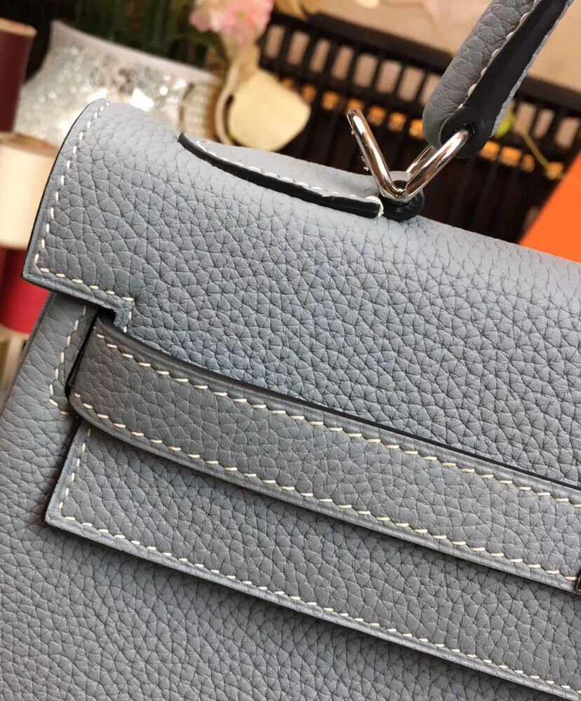 Hermes Kelly Bag 28 Togo Leather Light Blue - Image 5