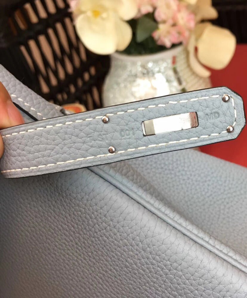 Hermes Kelly Bag 28 Togo Leather Light Blue - Image 6
