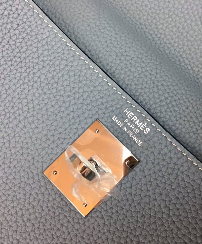 Hermes Kelly Bag 28 Togo Leather Light Blue - Image 7