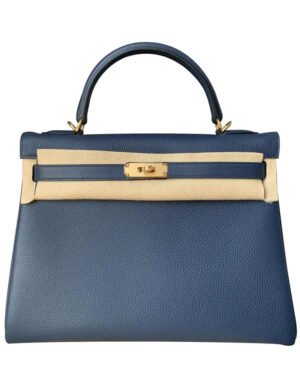 Hermes Kelly Bag 32 Togo Leather Dark Blue