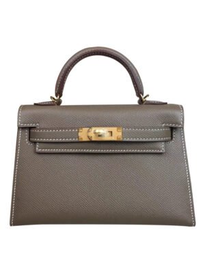 Hermes Kelly Bag 19 Epsom Leather Dark Gray