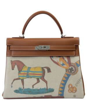 Hermes Covers and Daywear Returns Kelly 32cm of Fauve Barenia Leather Coffee