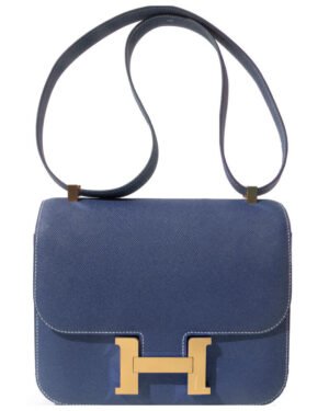 Hermes Epsom Constance 24cm Palladium Hardware Dark Blue