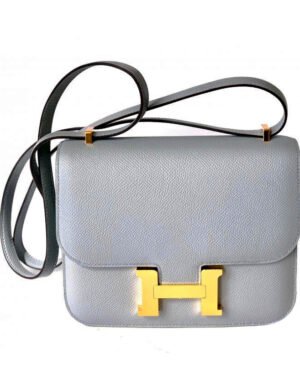 Hermes Epsom Constance 24cm Palladium Hardware Light Blue