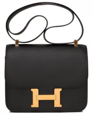 Hermes Epsom Constance 24cm Palladium Hardware Black