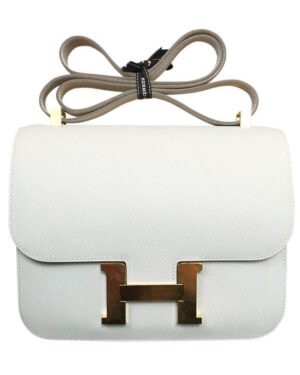 Hermes Epsom Constance 24cm Palladium Hardware White