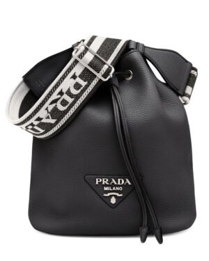 Prada Leather Bucket Bag 1BE060 Black