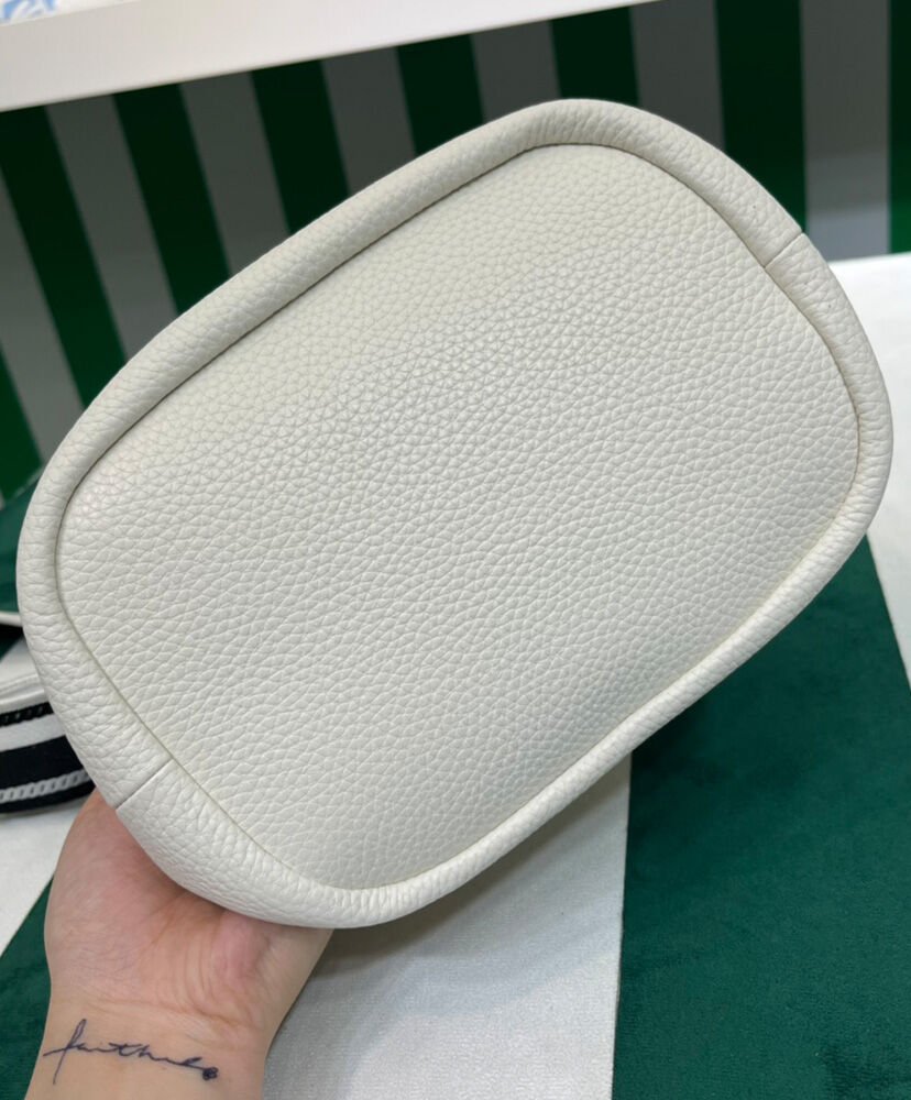 Prada Leather Bucket Bag 1BE060 Cream - Image 5