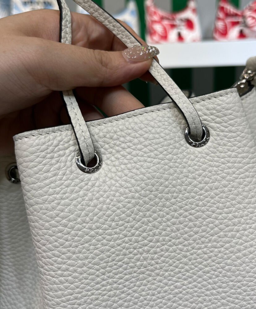 Prada Leather Bucket Bag 1BE060 Cream - Image 6