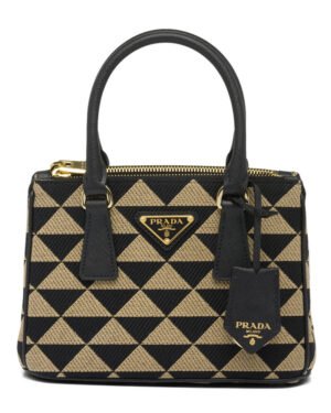 Prada Galleria Embroidered Jacquard Fabric Micro-bag Black