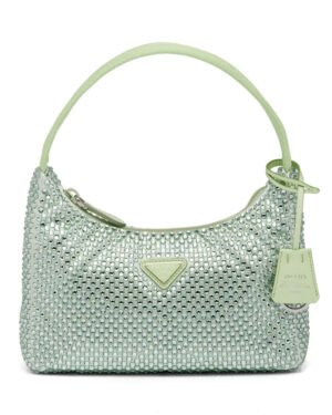 Prada Satin Mini-bag With Artificial Crystals Green
