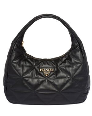 Prada Large, Topstitched Nappa-leather Bag 1BC183 Black