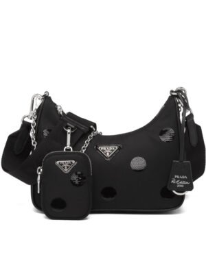 Prada Re-Edition 2005 Re-Nylon polka-dot bag 1BH2045 Black