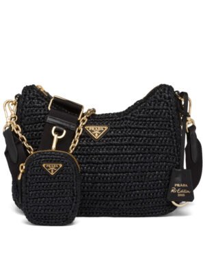 Prada Re-Edition 2005 Raffia Bag 1BH204 Black