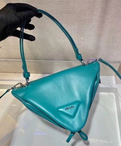 Prada Padded Nappa Leather Handbag 1BA315 Blue - Image 4
