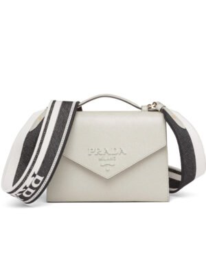Prada Monochrome Saffiano And Leather Bag Cream