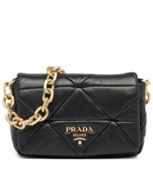 Prada System Nappa Patchwork Shoulder Bag 1BD328 Black