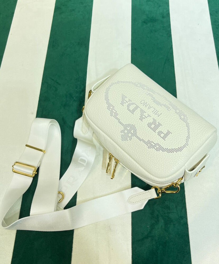 Prada Leather Shoulder Bag 1BH187 Cream - Image 5