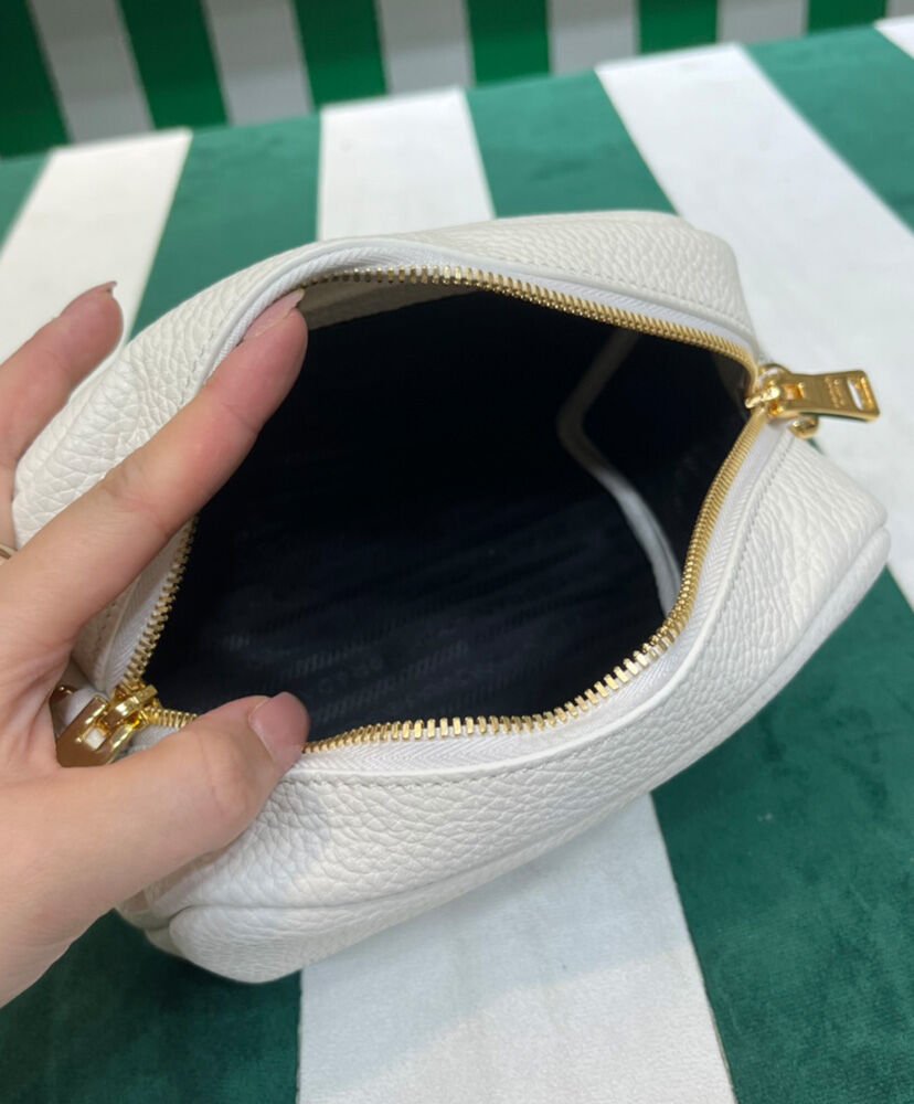 Prada Leather Shoulder Bag 1BH187 Cream - Image 8