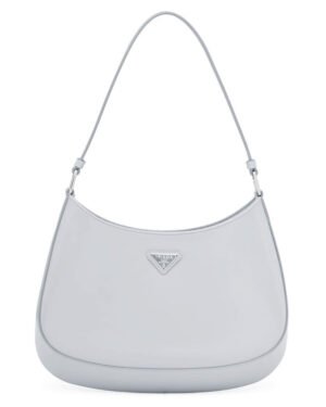 Prada Cleo Brushed Leather Shoulder Bag 1BC499  White