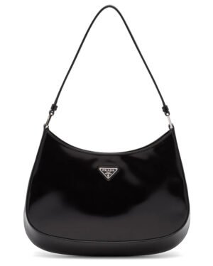 Prada Cleo Brushed Leather Shoulder Bag 1BC499 Black