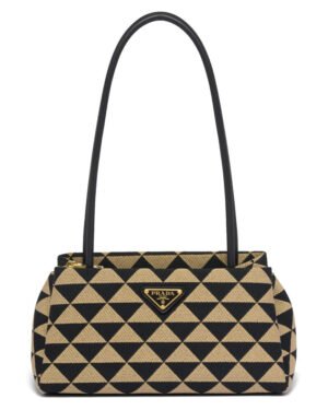 Prada Small Embroidered Fabric Prada Symbole Bag Apricot