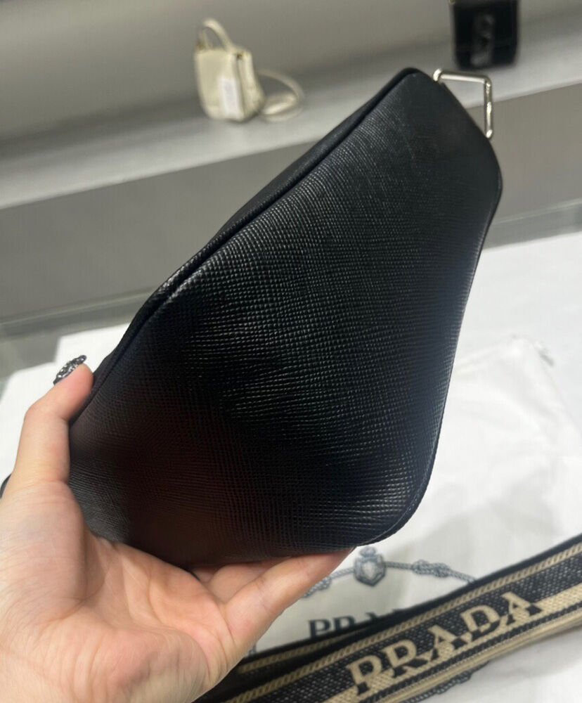 Prada Saffiano Triangle Bag Black - Image 5