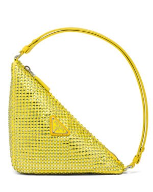 Prada Crystal-studded Satin Pouch 1NQ044 Yellow