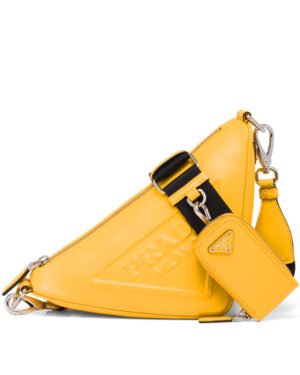 Prada Leather Triangle shoulder bag 1BH190 Yellow