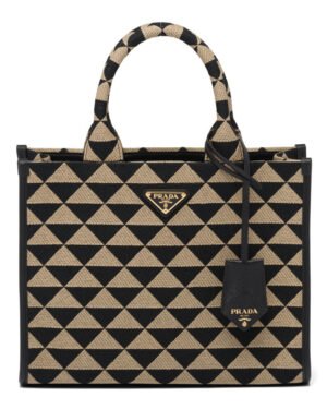Prada Small Symbole Jacquard Fabric Handbag Black